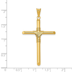 14K Polished w/Center Wrap Tube Cross Pendant - 3