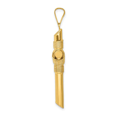 14K Polished w/Center Wrap Tube Cross Pendant - 4