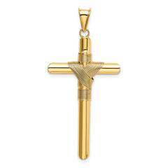 14K Polished w/Center Wrap Tube Cross Pendant - 4