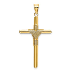 14K Polished w/Center Wrap Tube Cross Pendant - 5