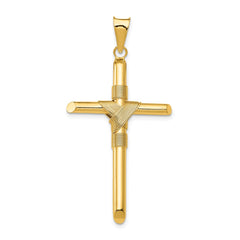 14K Polished w/Center Wrap Tube Cross Pendant - 5