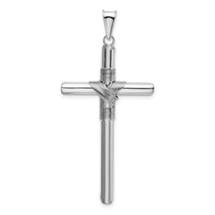 14K White Gold w/Center Wrap Tube Cross Pendant - 3