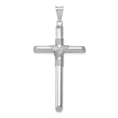 14K White Gold w/Center Wrap Tube Cross Pendant - 3