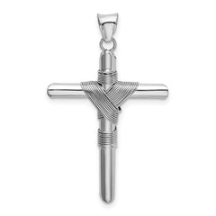 14K White Gold w/Center Wrap Tube Cross Pendant - 2