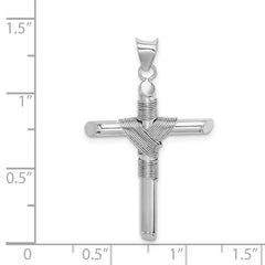 14K White Gold w/Center Wrap Tube Cross Pendant - 2