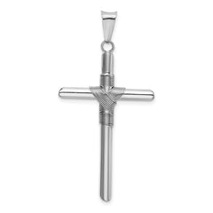14K White Gold w/Center Wrap Tube Cross Pendant - 5