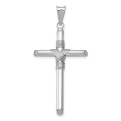 14K White Gold w/Center Wrap Tube Cross Pendant - 5
