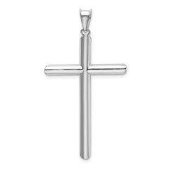 14k White Gold Polished Tube Cross Pendant - 3