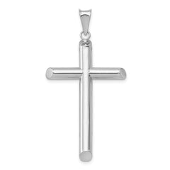 14k White Gold Polished Tube Cross Pendant - 3