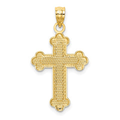 14K Satin and Polished Budded Cross Pendant - 2