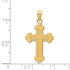 14K Satin and Polished Budded Cross Pendant - 2