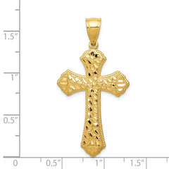14k Diamond-cut Budded Cross Pendant - 2