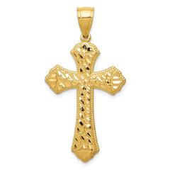 14k Diamond-cut Budded Cross Pendant - 2