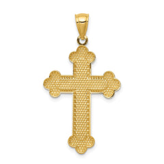 14K Satin and Polished Budded Cross Pendant