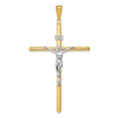 14k Two-Tone Polished Jesus Crucifix Pendant - 4