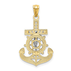 14k w/Rhodium Polished Mariners Crucifix Pendant - 2