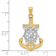 14k w/Rhodium Polished Mariners Crucifix Pendant - 2