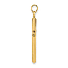 14k Hollow Diamond-cut Cross Pendant - 6