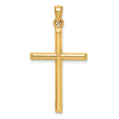 14k Hollow Diamond-cut Cross Pendant - 6