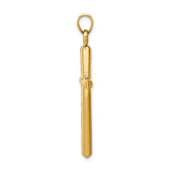 14k Hollow Diamond-cut Cross Pendant - 3