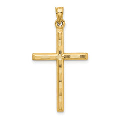 14k Hollow Diamond-cut Cross Pendant - 3