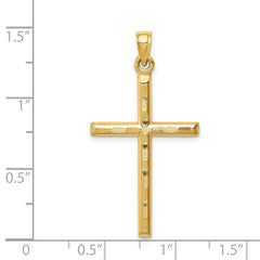 14k Hollow Diamond-cut Cross Pendant - 3