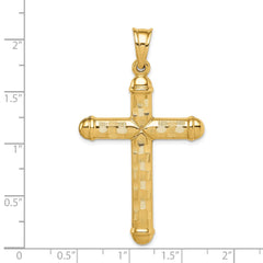 14k Hollow Diamond-cut Cross Pendant - 8
