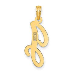 14KY Script Letter J Initial Pendant - 2