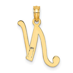 14KY Script Letter N Initial Pendant - 2