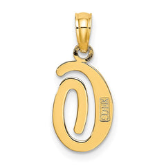 14KY Script Letter O Initial Pendant - 2