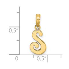 14KY Script Letter S Initial Pendant - 2