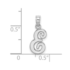 14KW White Gold Script Letter E Initial Pendant - 2