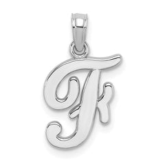 14KW White Gold Script Letter F Initial Pendant - 2