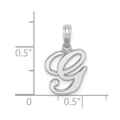 14KW White Gold Script Letter G Initial Pendant - 2
