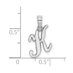 14KW White Gold Script Letter K Initial Pendant - 2