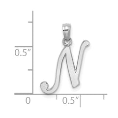 14KW White Gold Script Letter N Initial Pendant - 2