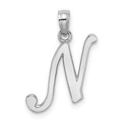 14KW White Gold Script Letter N Initial Pendant - 2