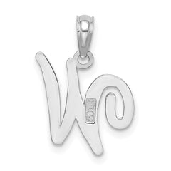 14KW White Gold Script Letter W Initial Pendant