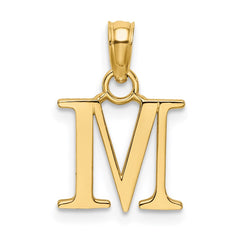 14K Polished Block Letter M Initial Pendant