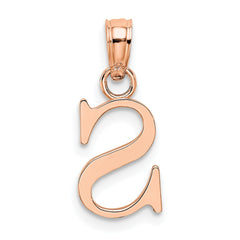 14K Rose Gold Polished Block Letter S Initial Pendant