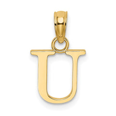 14K Polished Block Letter U Initial Pendant