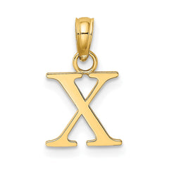 14K Polished Block Letter X Initial Pendant