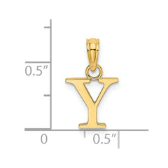 14K Polished Block Letter Y Initial Pendant