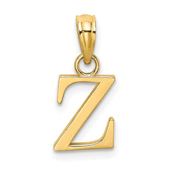 10K Polished Block Letter Z Initial Pendant