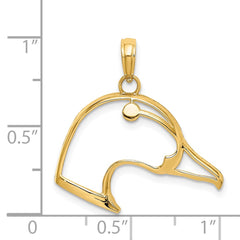 14K Cut-Out Duck Head Charm