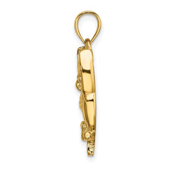 14K Textured Owl Charm
