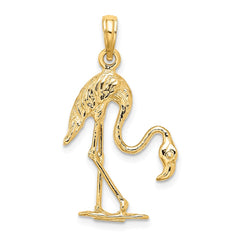 14K 3-D Textured Flamingo Charm - 2
