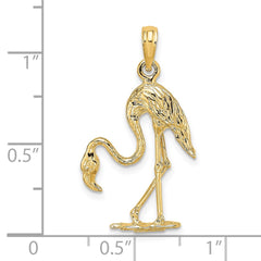 14K 3-D Textured Flamingo Charm - 2