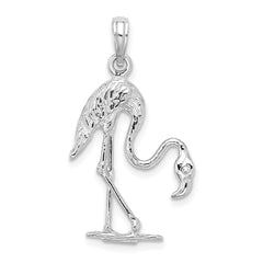 14K White Gold 3-D Textured Flamingo Charm - 2