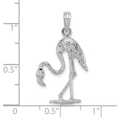 14K White Gold 3-D Textured Flamingo Charm - 2
